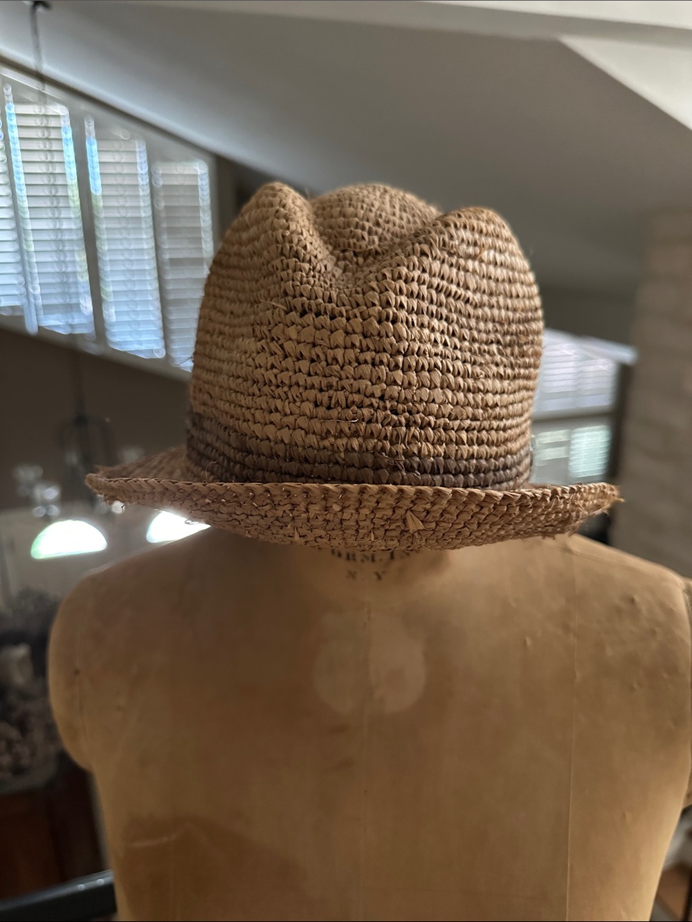 Braided Straw Fedora Hat - Brown